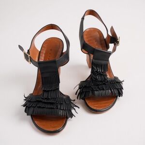 ✨ Chie Mihara Fringe Sandals | Navy Blue Leather | Size 6.5